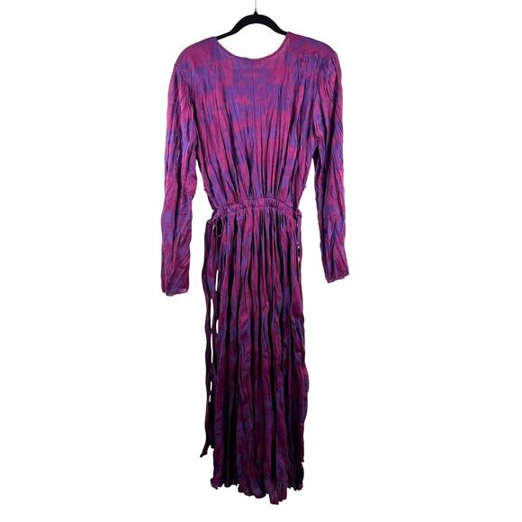 BLOGGER FAVE Jacquard Maxi Dress – ZARA Purple Wrinkle Effect Tie Waist – M - Picture 6 of 11